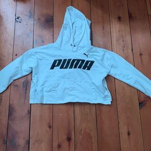 White puma cropped hoodie